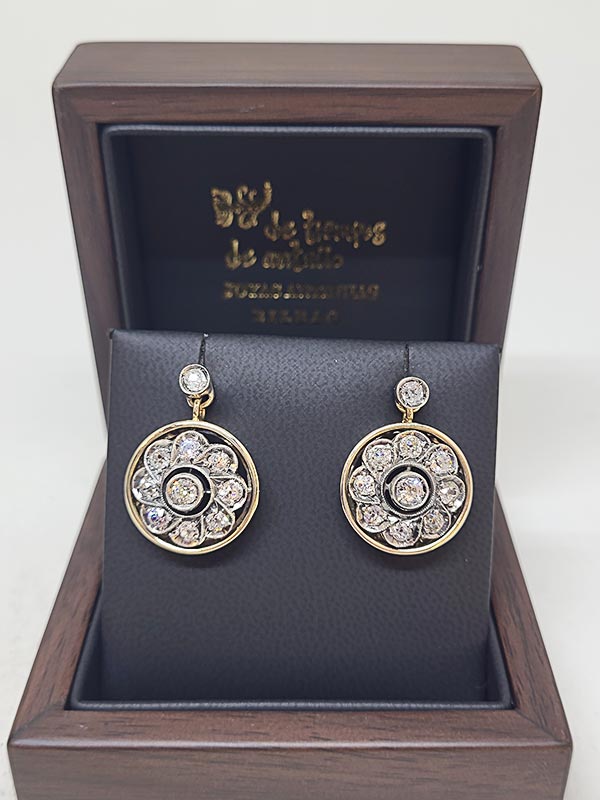 PENDIENTES ANTIGUOS ORO, PLATA Y DIAMANTES. 2250€